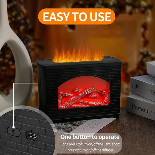 Aroma Diffuser with Fireplace Flame Light Noon Marrt